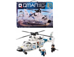 Конструктор QMAN Патрульный вертолёт полиции 11019 745 дет.